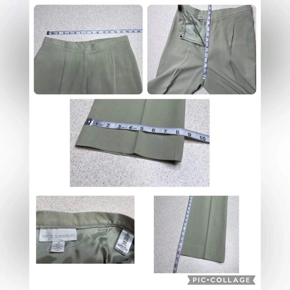 4 Piece Silk Suits Jacket, Dress, Beaded Shell, Pants Sage Green Sz 4,8,6,and 10 - Picture 9 of 14